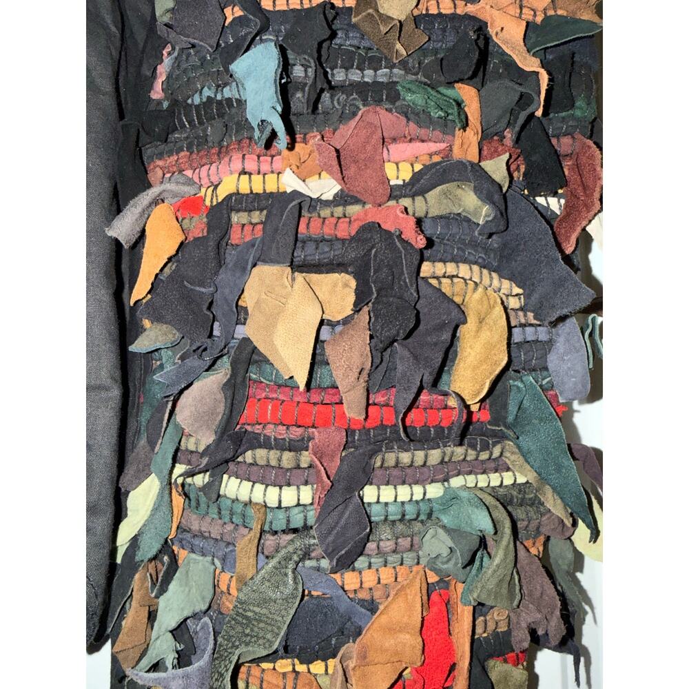 Exceptional Vintage Leather Patchwork Fringe Vest… - image 4